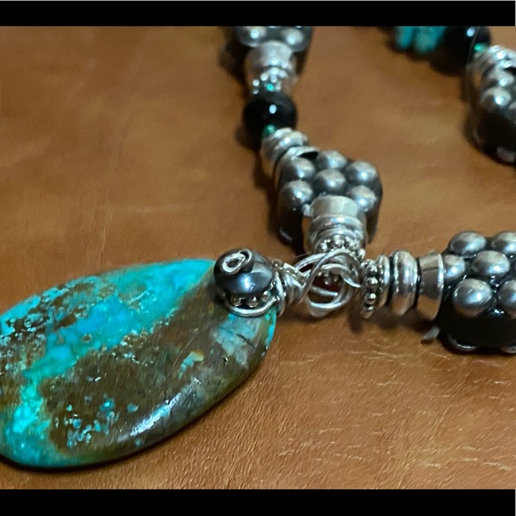 Huge Turquoise Pendant 19” OOAK STATEMENT NECKLACE - Picture 5 of 8